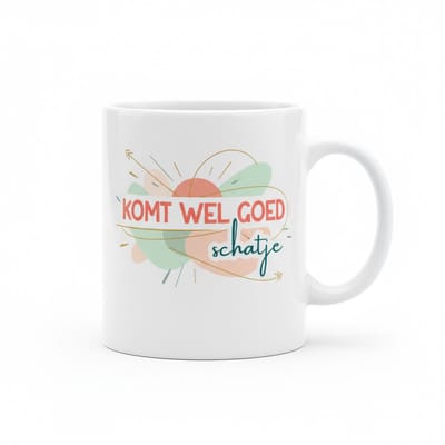Komt Wel Goed Schatje Mok – Positieve en Liefdevolle Tekst Koffiemok – 330 ml Keramische Mok