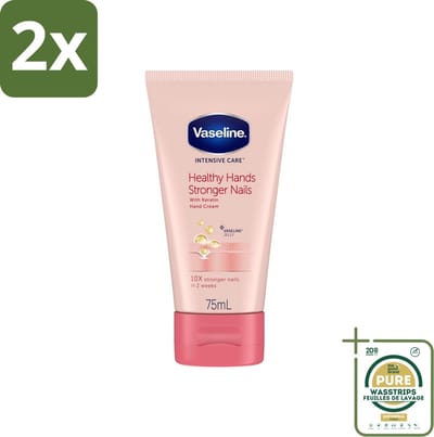 Vaseline - Healthy Hands & Stronger Nails - Handcrème - Versterkend - 75 ml - Voordeelverpakking - 2 stuks - Droge handen - Brekende nagels