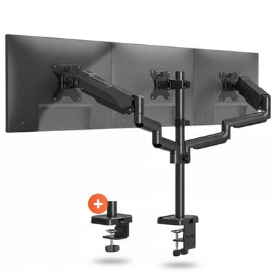 Skoov Monitor Arm voor 3 schermen - Tot 32 Inch & 10 KG - Beugel - Dual - Houder - Dubbele - Standaard - Gasveer