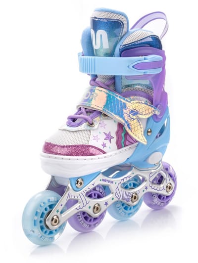 Meteor 4-in-1 - Kinderen Rollen - XS 25-28, Zeemeermin, LED-wielen, Verstelbare maat