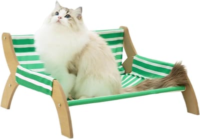 Kattenstoel - Relaxplek huisdier - Rust en ontspanning - Decoratief strepenpatroon - 53.5 x 46 x 28 cm - Groen