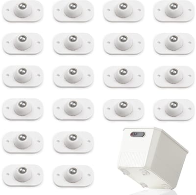 20-delige set kogelrollen voor meubels en keukenapparaten | Witte rollen voor koffiemachine | 360° draaiende meubelrollen voor zwaar werk | Zelfklevende minirollen voor opslagdozen.