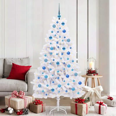 vidaXL - Kunstmatige - Hinged - Kerstboom - Wit - 180 - cm - PVC - en - Staal