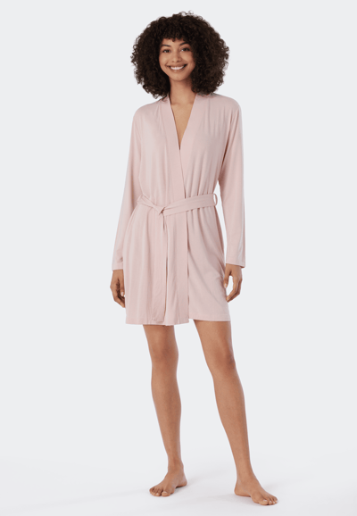 SCHIESSER Essentials badjas - dames kamerjas modal roze
