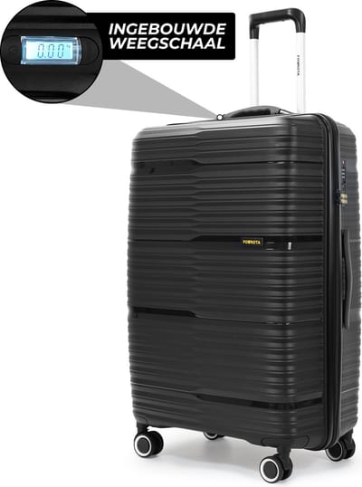 FOUROTA Koffer met Weegschaal – Voorkom Overbagage – TSA Slot – Lichtgewicht – 360° Wielen – Groot (28 inch) – Zwart