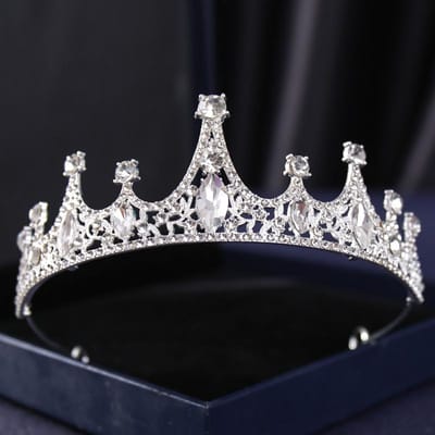 Zilveren kleur Crysta kronen en tiara's barokke vintage kroon tiara voor vrouwen bruid optocht prom diadeem bruiloft haaraccessoires gray