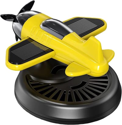 Auto luchtverfrisser diffuser - zonne -aangedreven roterend aromatherapie -apparaat | Vliegtuigvormontwerp met langdurige geur, veilige operaties voor pick-up automotive truck, 8,6x5,5 cm blauw geel