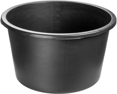 KADAX mortelbak, bouwemmer, stabiele mortelemmer voor tuin, bouwplaats, ronde cementbak van kunststof, betonemmer met handgrepen, cementemmer, mortelbak, mortelbak (40 liter)
