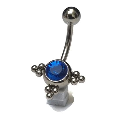 Aramat Jewels | Navelpiercings | Saffier Blauw Stalen Navelpiercing | | | |8mm | Staal | Volwassenen | Verkleurd niet