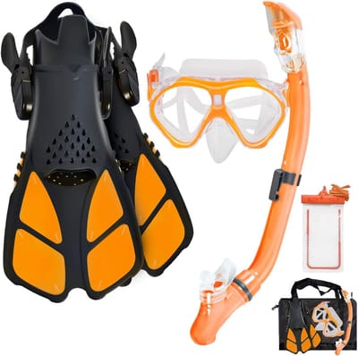 Kinder snorkelset met verstelbare snorkelvinnen en droge snorkelbuis voor kinderen