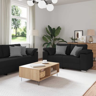vidaXL Bank 2 pcs Zwart 219 x 80 x 82 cm Stof