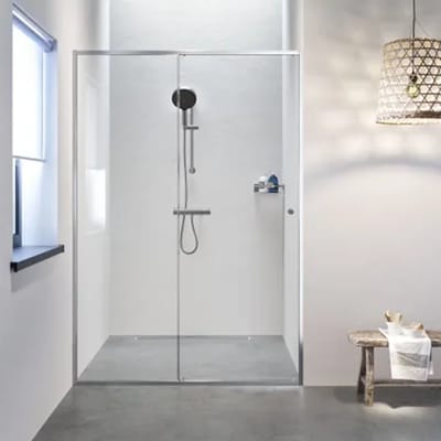 Sealskin Contour Schuifdeur Voor Nis 140cm, 200cm Hoog |rvs 6mm Helder Veiligheidsglas