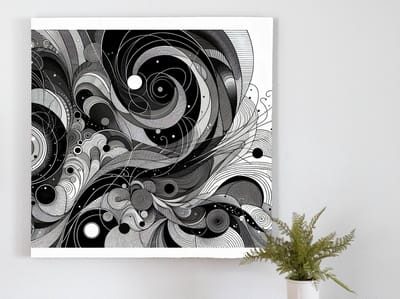 Abstract zwart wit schilderij | Monochroom mysterie: een abstract spel van licht en schaduw | Kunst - 100x100 centimeter op Forex | Foto op Forex