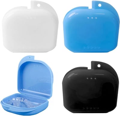 Opbergdoosjes Beugels - Houders Beugel - Orale Verzorging - Ventilatie Gaten - 3 Stuks 8cm - Zwart Wit Blauw