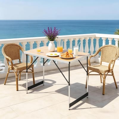 REDOM - Campingtafel - In Hoogte Verstelbaar En Inklapbaar - Voor Binnen En Buiten - Aluminium En MDF - Licht Eiken - 100 X 60 X 73-94 Cm