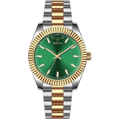 Invicta Specialty 69012 Heren Horloge - Quartz Uurwerk - Roestvrij Staal met groene Wijzerplaat - 40mm