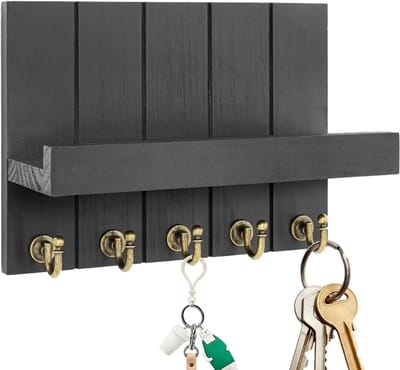 Sleutelhouder - Wandrek Haken - Organiseren van spullen - Robuust draagvermogen - 28 x 22 x 7 cm - Zwart