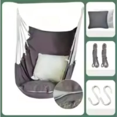 Collox Hangstoel - Schommel hangmat - Voor binnen & buiten - Draagbaar - Ontspannend - Tuin - Inclusief kussen - Grijs