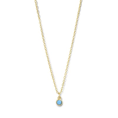 New Bling 9NB-0744 Zilveren Ketting met Hangertje - Dames - Turkoois - 4 mm Doorsnee - Ankerschakel - 40 + 5 cm - Zilver - Gold Plated (Verguld/Goud op Zilver)