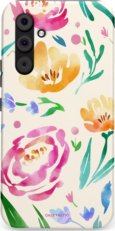 Casetastic hoesje geschikt voor Samsung Galaxy A54 (2023) 5G - Dubbellaagse bescherming - Aquarel serenade - Fashion Case - Wit Mintgroen Crème Lichtroze