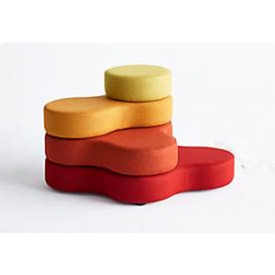 Zitsysteem TAPA Round I, stof, modulair, met draaimechanisme, B 800 x H 620 mm, rood/geel