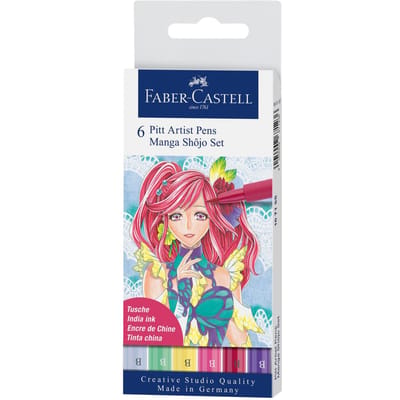 Faber-Castell tekenstift - brushpen - Pitt Artist Pen - 6-delig etui - Manga Shojo - FC-167155