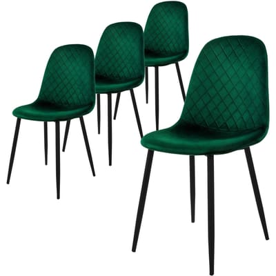 Eetkamerstoel set van 4 met rugleuning Donkergroen Keukenstoel met microvezel fluwelen hoes ML design