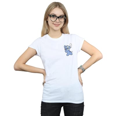 Disney Dames/Dames Lilo And Stitch Rugzijde Borstprint Katoenen T-Shirt (Wit)