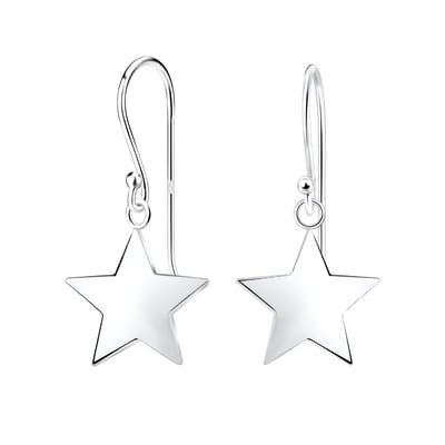 Joy|S - Zilveren ster oorbellen - ster 11 mm - oorhangers