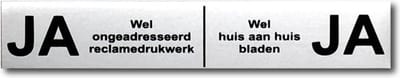 Ja Ja brievenbus sticker Aluminium Zwarte tekst - LET OP 10 cm x 1,8 cm -  Ja Ja sticker wel reclame.