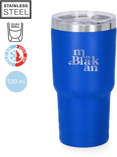 RVS dubbelwandige drinkbeker met deksel, BPA vrij, Kobalt Blauw, 530 ML, geschikt voor lasertechniek model Haftal