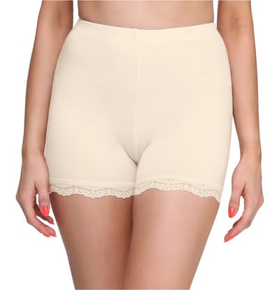 Merry Style MS-MS10-294-LE Dames Leggings - Sport - Vrijetijdsbroek - Kort - Met Kant - Viscose - Boxershorts - Sporbroek - Yogabroek - Ecru - S