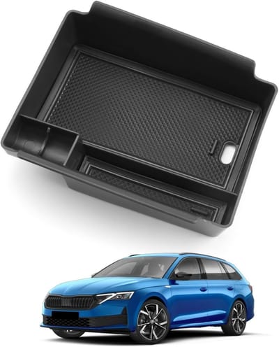 Opbergruimte in de middenconsole voor Skoda Octavia 4 (2020-2025), praktische armsteun met antislip bodem, verbeterde opslagoplossing voor autoaccessoires en persoonlijke spullen
