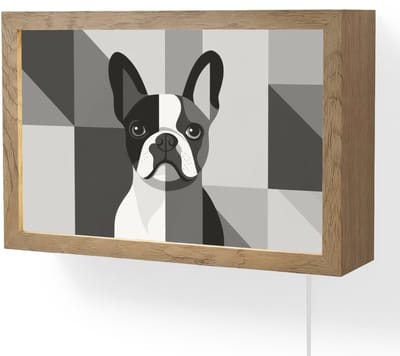 Wandlamp 30x20 cm - Oplaadbaar - Buldog - Zwart - Abstract - Vlakken - Wandlampen binnen woonkamer - Slaapkamer lamp met kabel - Decoratieve nachtlamp - Vloerlamp snoer