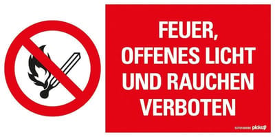 Pickup Kunststoff Schild 30x15 cm FEUER OFFENES LICHT UND RAUCHEN VERBOTEN