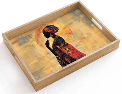 Dienblad hout 40x30 cm - Schootdienblad - Vrouw - Silhouet - Patronen - Sierlijk - Borrelplank rechthoek - Plateau dienbladen