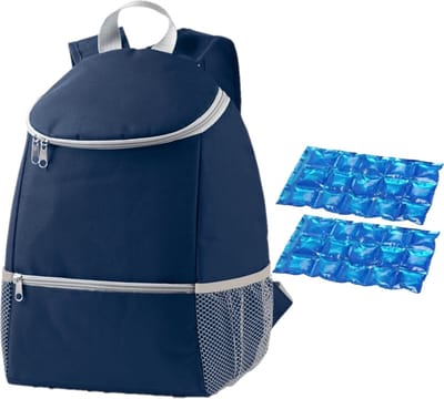 Koeltas rugtas/rugzak blauw met 2 stuks flexibele koelelementen 10 liter