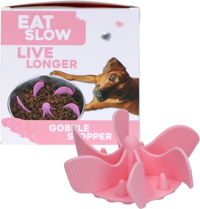 Eat Slow Live Longer Inzetstuk voor Anti-schrok Voerbak - M - Voerpuzzel - Slowfeeder voor Honden - Roze - Gobble Stopper