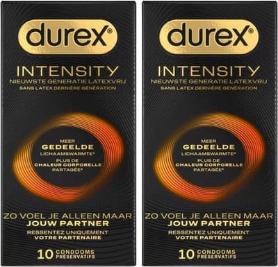 Durex Intensity Condooms - Nieuwste generatie ultradunne, latexvrije condooms voor mannen – Gedeelde lichaamswarmte - 2 x 10 stuks - Voordeelverpakking