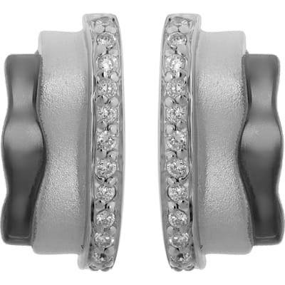 Orphelia Dames 925 Sterling Zilveren Oorstekers - Zilver/Zwart ZO-6042/2