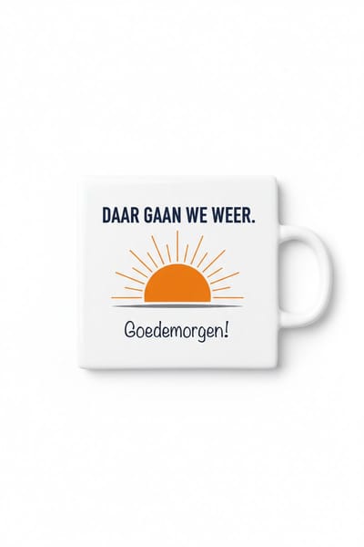 Goedemorgen Keramische Tegel – Grappige Nederlandse Zonsopgang Quote Wanddecoratie Cadeau voor Thuis en Kantoor