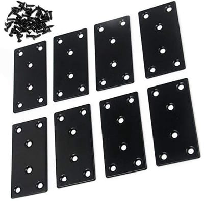 Bevestigingsschuifplaten 8 stuks 3,1 x 1,6 inch - Hoekbeugels van Roestvrij Staal - Zwart