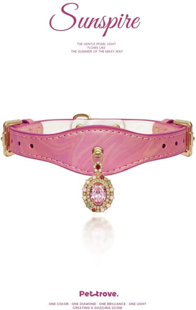 Hondenhalsband Pettrove Laserleer Roze Strass