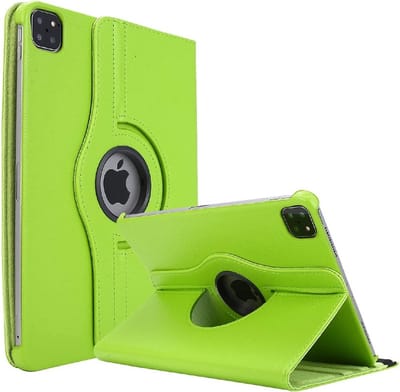 Draaibaar Tablethoes met Standaard geschikt voor Apple iPad Pro 4/5/6 | 12.9 (2020/2021/2022) | Tabletcase Bookcase met regelbare standen | Tablet Hoes Hoesje met 360 graden Rotatie - Groen