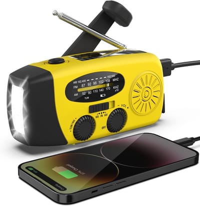 Zonne-energie Noodradio met USB-oplaadfunctie - Draagbare Weerradio met Dynamolamp en SOS-Alarmsysteem voor Camping en Thuis