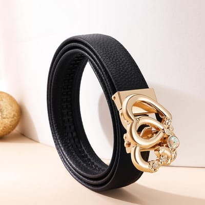 Riem Dames Gesp Riem Hoofdlaag Rundleer Riem Cadeau Veelzijdige Riem Cadeau 110cm black