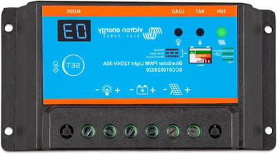 Solar Laadregelaar - PWM Controller - Zonnepanelen Laden - Geïntegreerd Schemerprogramma - 30 A 12-24 V - Blauw