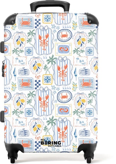 NoBoringSuitcases.com - Grote koffer - Zomers illustraties kleurrijk - Reiskoffer met 4 wielen - Trolley op wieltjes - Rolkoffer groot - 72 liter - Ruimbagage valies 20kg - Valiezen voor volwassenen