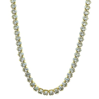 Tennis Choker Ketting - Goudkleurig Stainless Steel - Zirkonia - 36cm