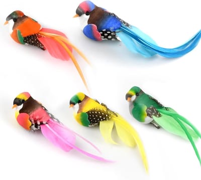 Kleurrijke Kunststof Vogel met Clips - 5 Stuks Nepleer Vogels voor Tuin Decoratie, DIY Projecten en Ornamenten